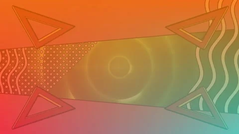 Animation of triangles rotating and wave patterns moving over dots and circles Stock Footage 327900756