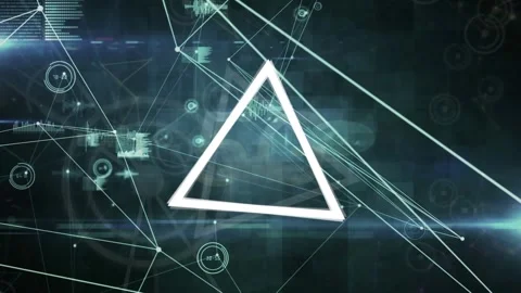 Animation of triangles rotating over network of connections on black background Stock Footage 328310794