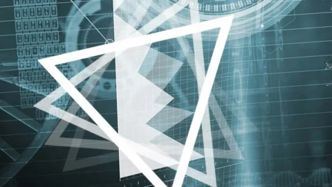 Animation of triangles, tatistics and data processing Stock Footage 313394667