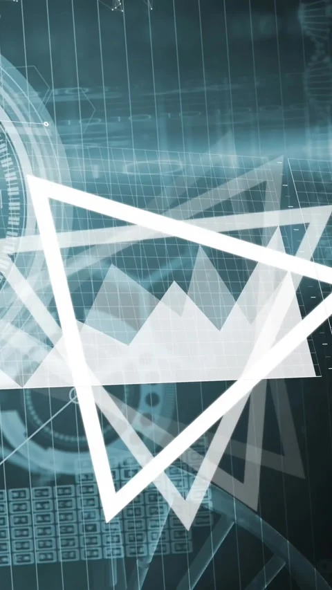 Animation of triangles, tatistics and data processing Stock Footage 321513202