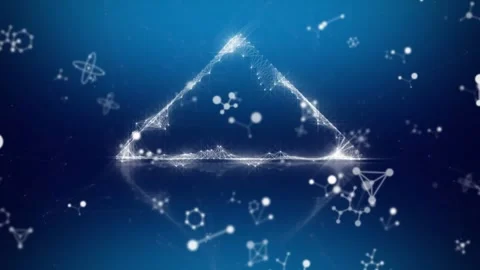 Animation of triangular network of connections and small networks on blue Stock Footage 328256313