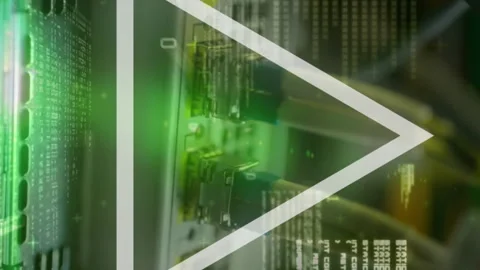 Animation of triangular shapes in seamless pattern against close up of a Stock Footage 313394922