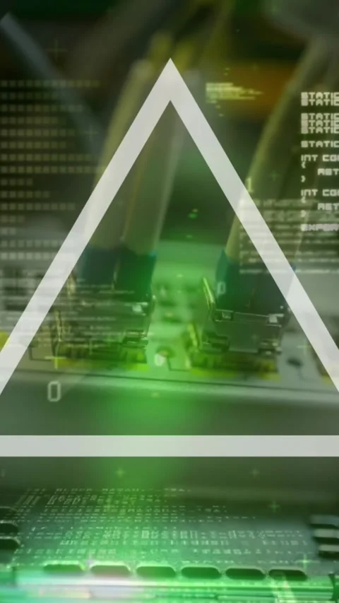 Animation of triangular shapes in seamless pattern against close up of a Stock Footage 320854343