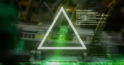 Animation of triangular shapes in seamless pattern against close up of a Stock Footage 329297149