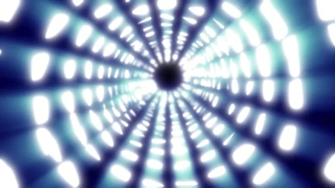 Animation of a tunnel with burning light bulbs on a black screen. Outer space Stock Footage 266044682