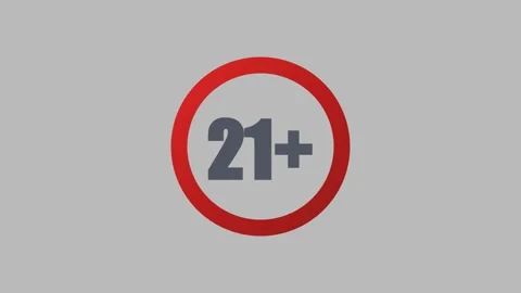 Animation of twenty one plus age restriction icon transitioning. 4K Video stock 345495416