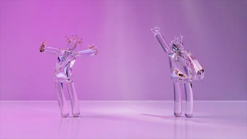 Animation of two air dolls dancing. Funny cartoon characters isolated on white 스톡 동영상 266162810