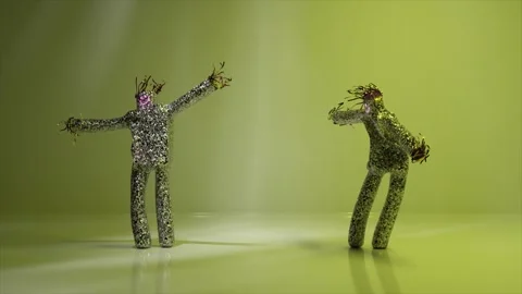 Animation of two air dolls dancing. Funny cartoon characters isolated on white 스톡 동영상 266164357