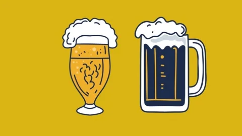Animation of two beer glasses clinking in celebration Stock Footage 336651864