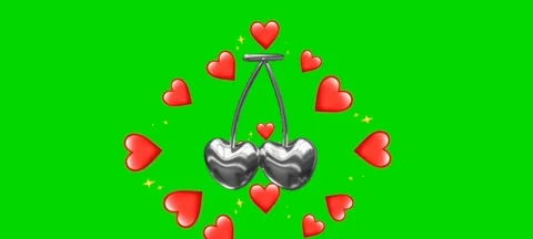 Animation of two bronze hearts and green screen Stock Footage 242820375