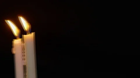 Animation of two candle burning move. Merry Christmas 스톡 동영상 98678056