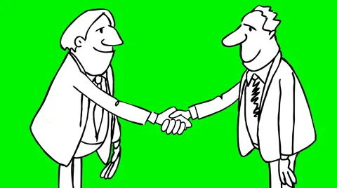 Animation of two men shaking hands with alpha matte Stock Footage 42570771