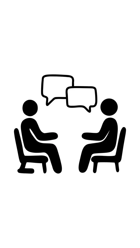 Animation two people exchanging thoughts while sitting opposite each other .. Stock Footage 345582189