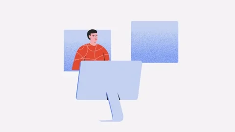 Animation of two people talking online Stock Footage 240091731