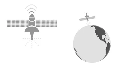 Animation of two satellites orbiting network wave Earth Stock-Footage 315191483