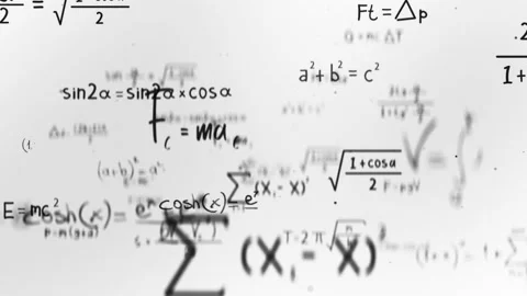 Animation of typing mathematics and physics formulas in abstract white space Video stock 209191333
