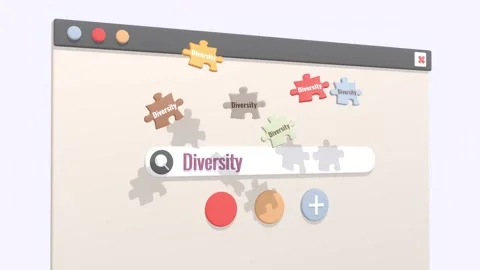 Animation of Typing Text Diversity In Search Engine. Diversity, Equity Concepts. Stock Footage 276308408