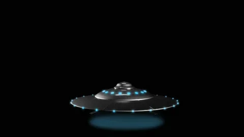 Animation UFO and Alien on black background. Stock Footage 234165476
