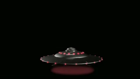 Animation UFO and Alien on black background. Stock Footage 234165485