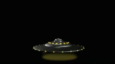 Animation UFO and Alien on black background. Stock Footage 234165491