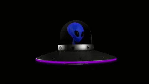 Animation UFO and Alien on black background. Video stock 234165494