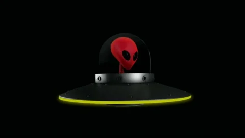 Animation UFO and Alien on black background. Stock Footage 234165518