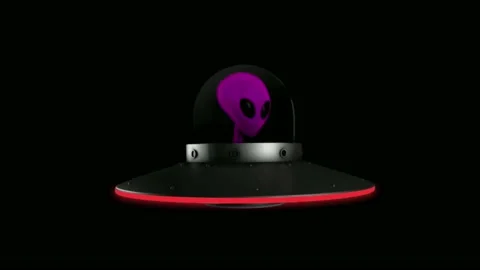 Animation UFO and Alien on black background. Stock Footage 234165519