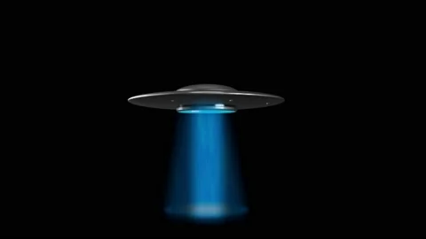 Animation UFO and Alien on black background. Stock Footage 234165522