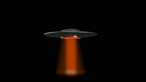 Animation UFO and Alien on black background. Stock Footage 234165532
