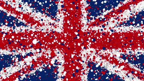 Animation of the UK flag emerging from a cloud of particles Stock Footage 163573539