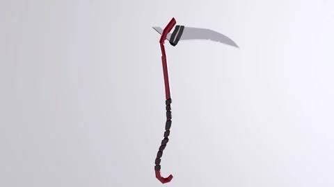 Animation of a unique scythe weapon design in a bright studio setting Stock-Footage 283233497