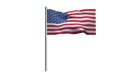 Animation of United State flag waving in wind isolated on white background Stock Footage 323200017