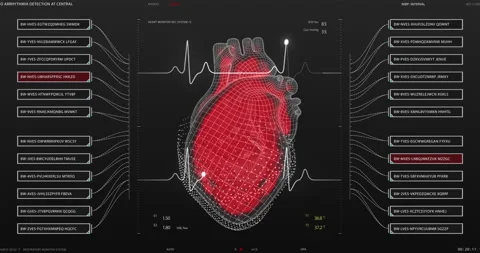 Animation of user interface HUD with body analysis and dna moving Stock Footage 194255582