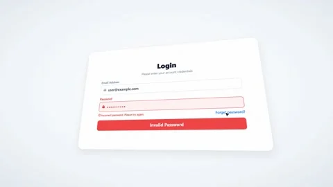Animation of user login error and password reset flow. 4K Video stock 348234957