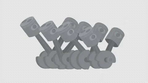 Animation of V8 engine pistons and crankshaft. Cartoon Stock Footage 141362381