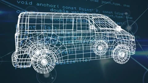 Animation of van model rotating on navy ... | Stock Video | Pond5