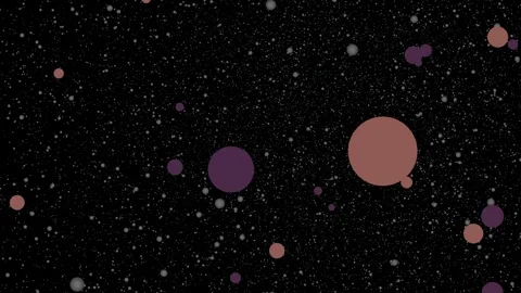 Animation of various colored circles or balls floating against a black bg Video stock 321841016