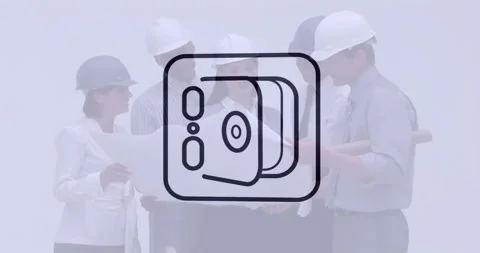 Animation of vault opening, dollar sign on abstract pattern, diverse engineers 库存影片 260974907