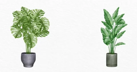 Animation of vector houseplants moving in a breeze Stock Footage 165438445