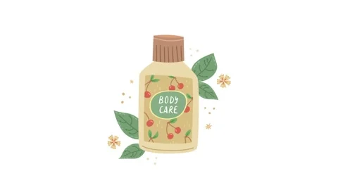 Animation of a vector illustration with cream for body with plants and flower Stock Footage 217977232