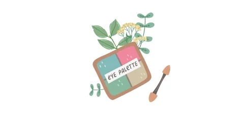 Animation of vector illustration of  eye shadows with plants and flowers Stock Footage 217977121