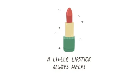 Animation of a vector illustration with a lipstick and lettering. Transparent Stock Footage 217977175