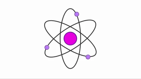 Animation (vector video) of moving electrons around the nucleus of an atom Stock Footage 311324069