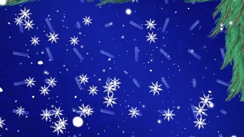 Animation of vector white snowflakes moving over rotating sticks against blue Stock Footage 325699844