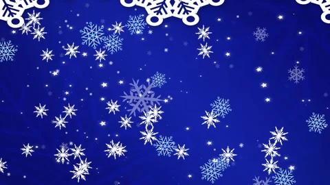 Animation of vector white snowflakes moving over star shapes on blue background Stock Footage 326032262