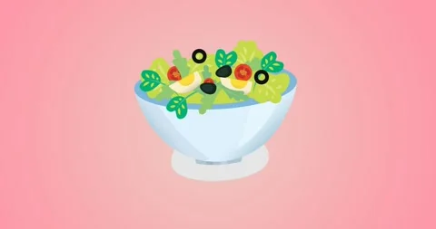Animation of vegetable salad icon on pink background Stock Footage 329164165