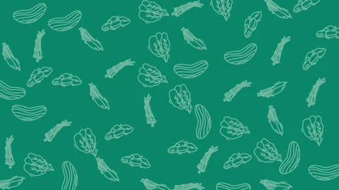 Animation Vegetables Pattern depicting asparagus and cucumbers Video stock 327514195