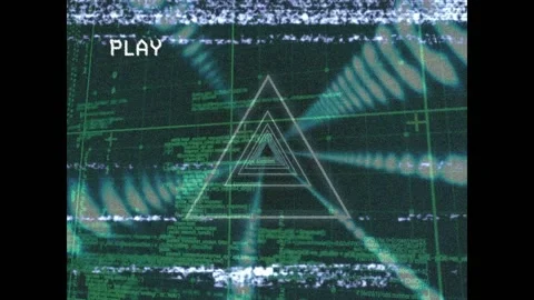Animation of vhs glitch effect over triangular tunnel in seamless pattern Stock Footage 208840858