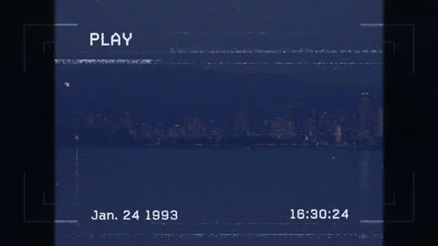 Animation of vhs glitch effect over cityscape at night Stock Footage 315730742