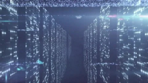 Animation of vhs glitch effect over multiple screens with mosaic squares against Stock Footage 325965563